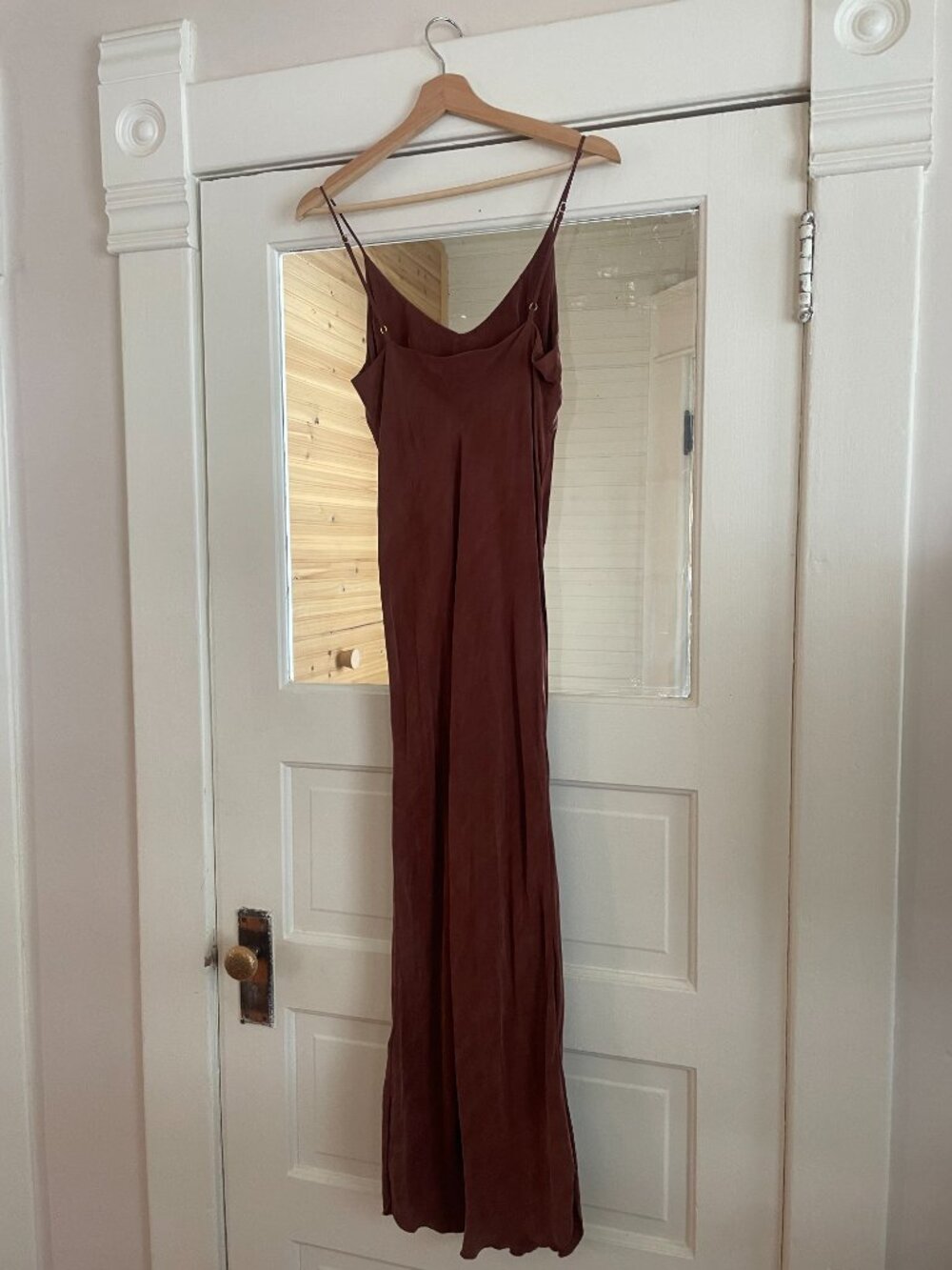 OZMA Cupro Bias Slip Dress in Adobe (S) - Picture 2 of 3